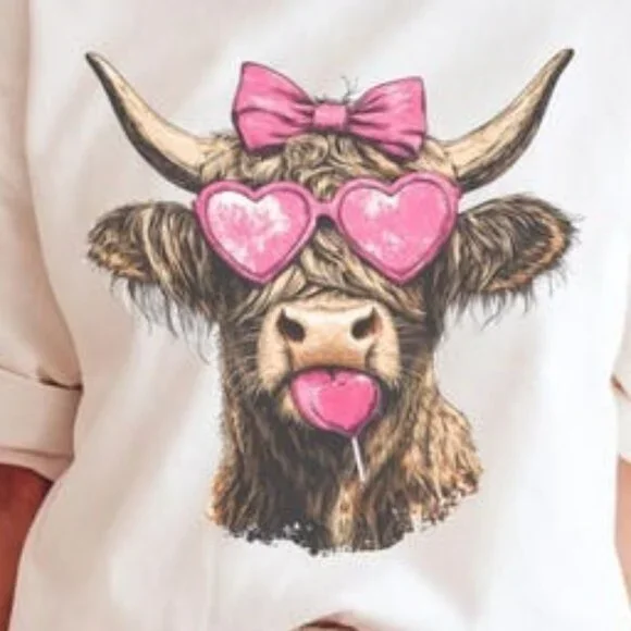 Highland Cow Valentines T-shirt, Western Country Shirt - Picture 2 of 4